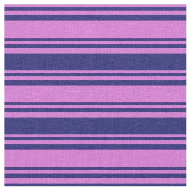 Orchid & Midnight Blue Coloured Lines Fabric (Close Up)