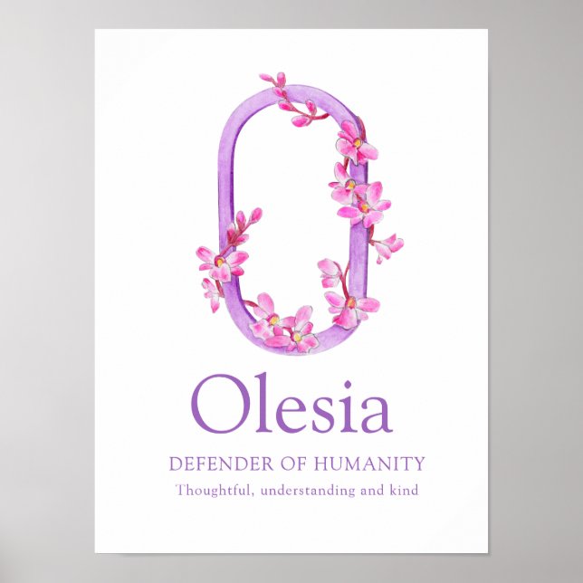 Orchid monogram letter O Olesia name meaning Poster (Front)