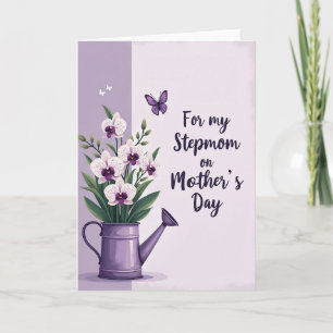 Orchid Mothers Day Watering Can Card