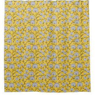 orchid mustard pattern shower curtain