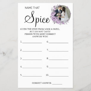 Orchid Name that Spice Bridal shower game card
