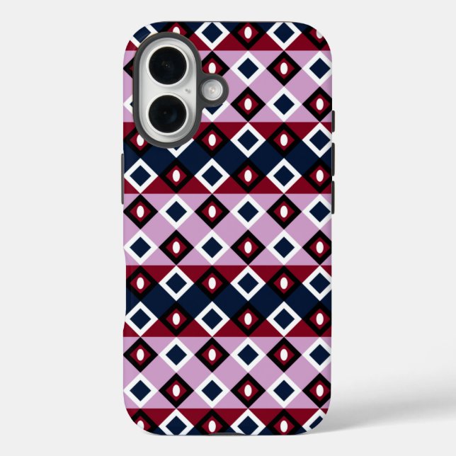 Orchid Navy Plaid Kilt Square Diamonds Tiled Case-Mate iPhone Case (Back)