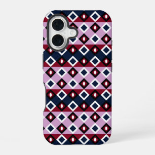 Orchid Navy Plaid Kilt Square Diamonds Tiled iPhone 16 Case