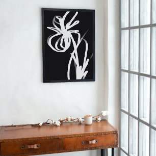 Orchid Noir: Abstract Black & White Canvas Print