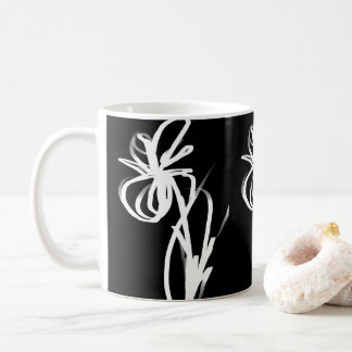 Orchid Noir: Abstract Black & White Coffee Mug