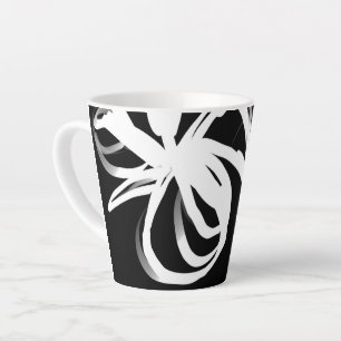 Orchid Noir: Abstract Black & White Latte Mug
