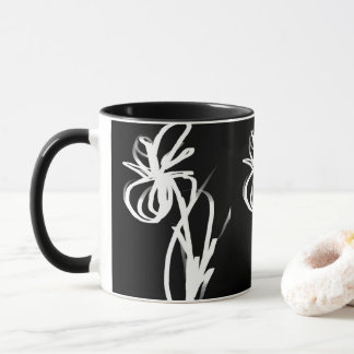 Orchid Noir: Abstract Black & White Mug