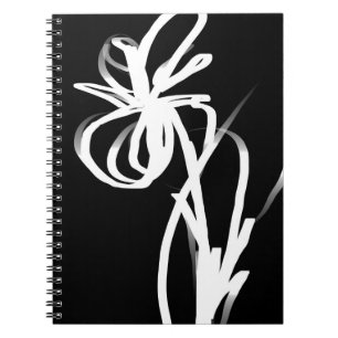 Orchid Noir: Abstract Black & White Notebook