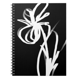Orchid Noir: Abstract Black & White Notebook