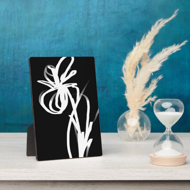 Orchid Noir: Abstract Black & White Plaque (Side)