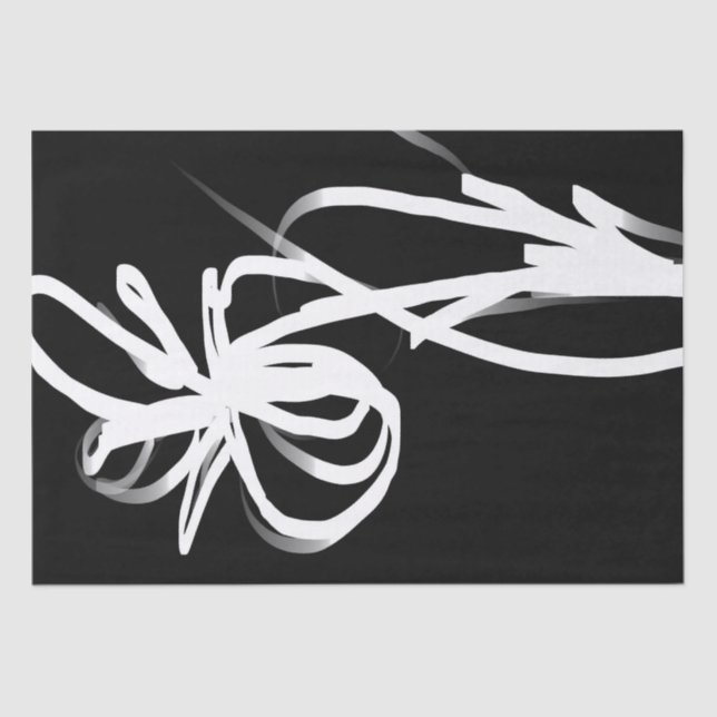 Orchid Noir: Abstract Black & White Tissue Paper (Front)