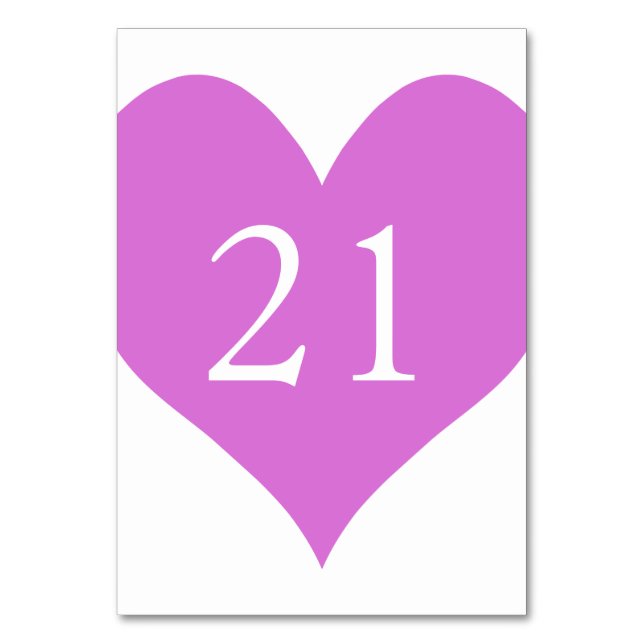 Orchid Numbered Heart Table Number (Front)