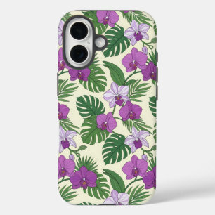 Orchid Oasis   Purple Orchid & Tropical Leaves iPhone 16 Case