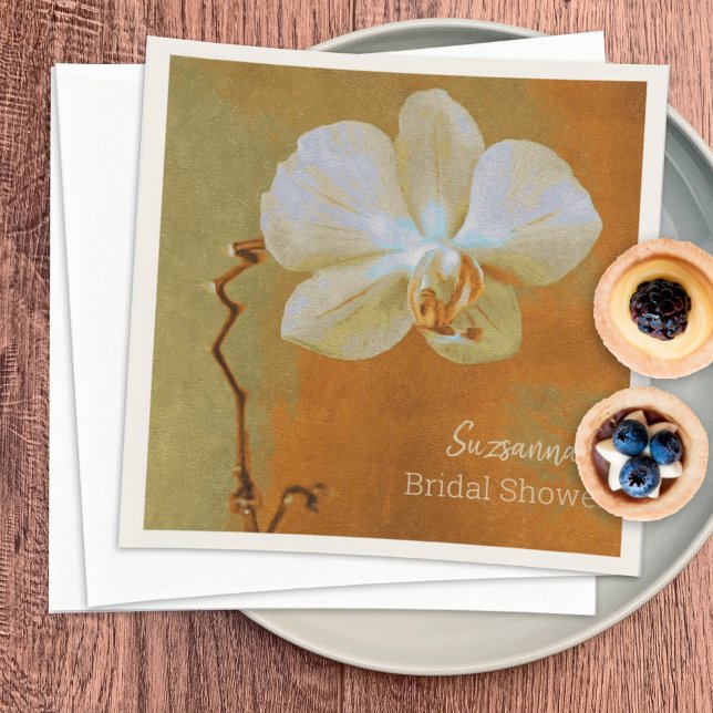 Orchid On Orange Texture Custom Bridal Shower Napkin (Creator Uploaded)