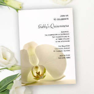 Orchid on White Quinceañera Party Invitation