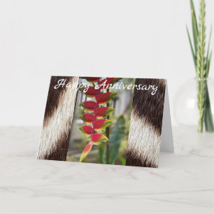 ORCHID ON ZEBRA FLORAL ANNIVERSARY GREETING CARD