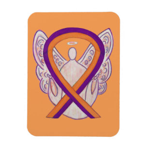 Orchid & Orange Awareness Ribbon Angel Art Magnets