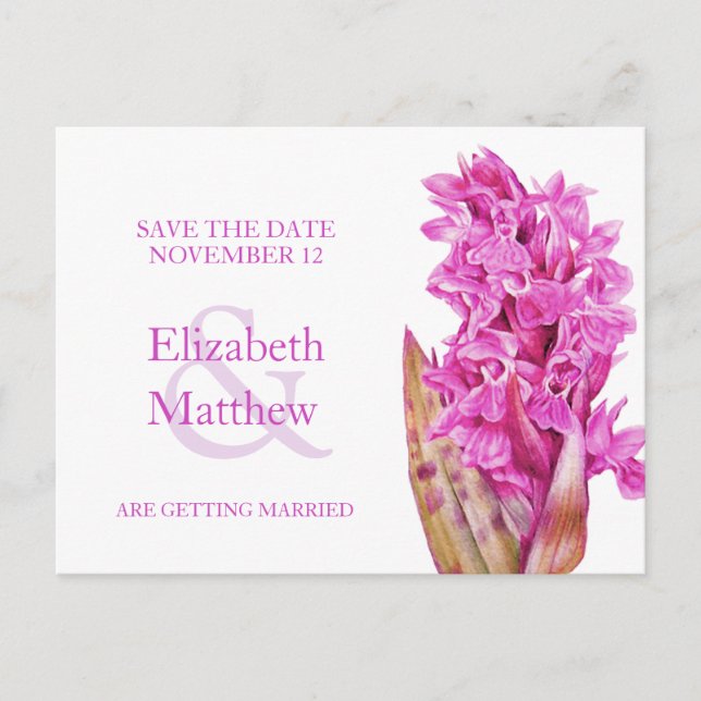 Orchid painted flower save the date card (Front)
