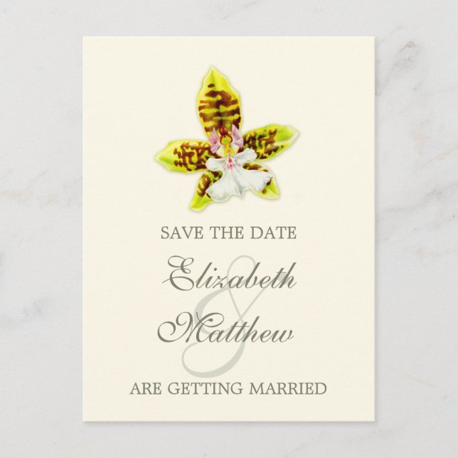 Orchid painted flower save the date card (Front)
