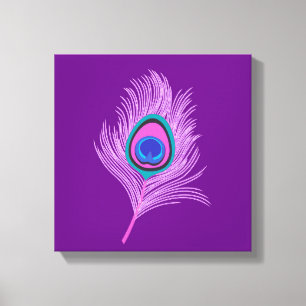 Orchid Peacock Feather on Amethyst Purple Canvas Print