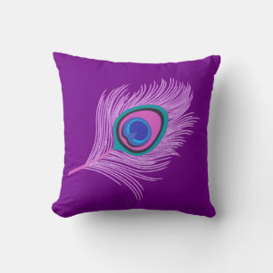 Orchid Peacock Feather on Amethyst Purple Cushion