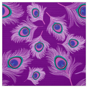 Orchid Peacock Feathers on Amethyst Purple Fabric