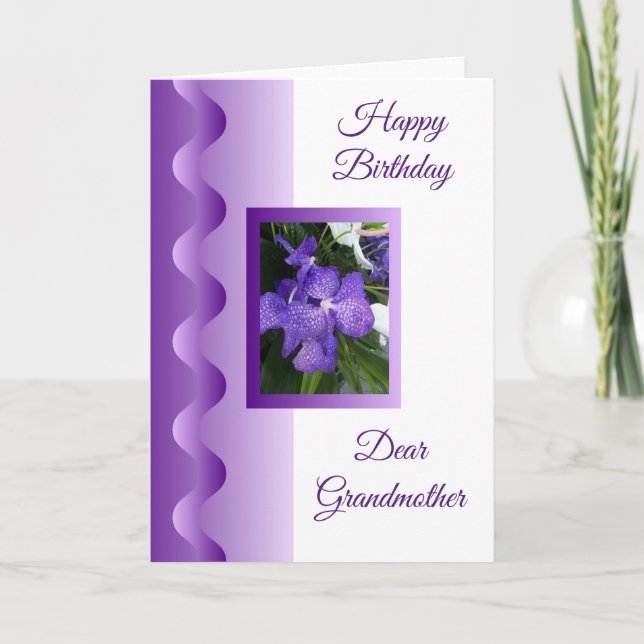 Orchid Personalised Grandmother Birthday Card (Front)
