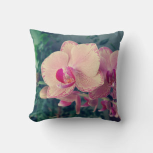 Orchid phalaenopsis ppolka dot pink flowers floral cushion