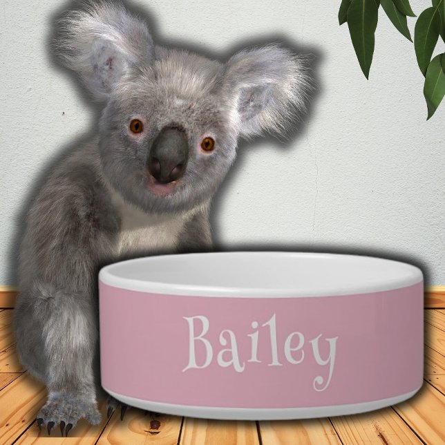 Orchid Pink and White Simple Funny Name Pet Bowl (Creator Uploaded)