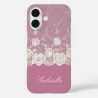 Orchid Pink White Lace Floral
