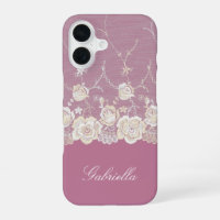 Orchid Pink White Lace Floral