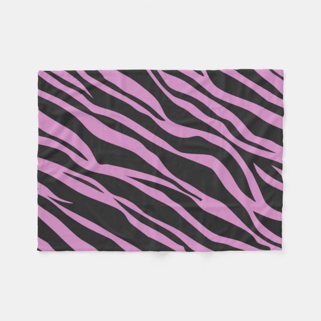 Orchid Pink Zebra Striped Fleece Blanket (Front (Horizontal))