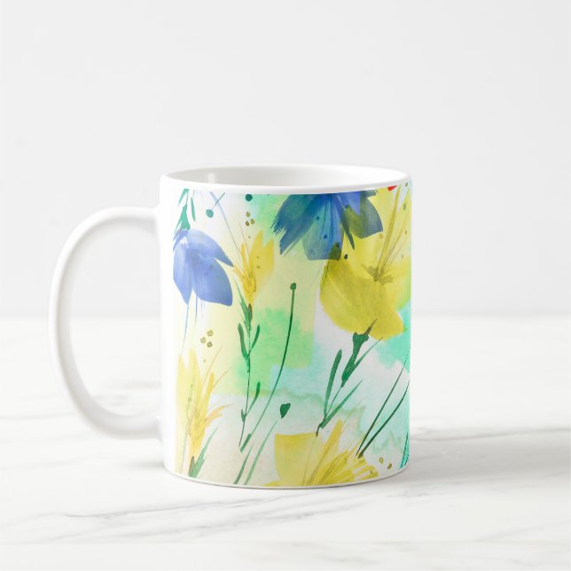 Orchid Poppy Peony Fashion Bouquet Coffee Mug (Left)
