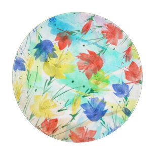 Orchid Poppy Peony Fashion Bouquet Cutting Board