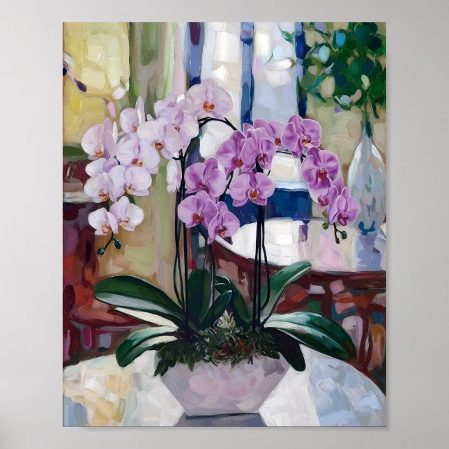 Orchid Poster – Soft Impressionist Floral Scene (Front)