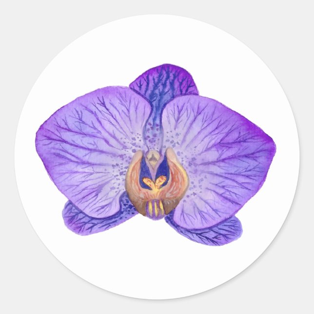 Orchid Purple Classic Round Sticker (Front)