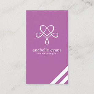 Orchid Purple Modern Heart and Swirls Business Card