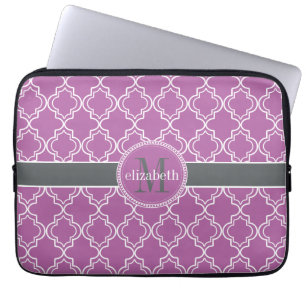 Orchid Purple Moroccan Trellis Monogram Laptop Sleeve