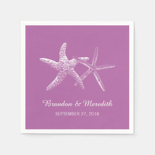 Orchid Purple Starfish Beach Wedding Napkins
