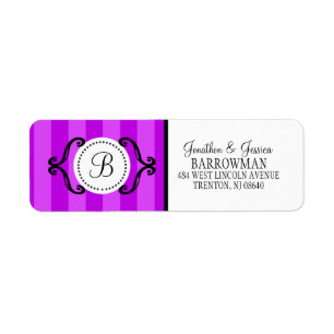 Orchid Purple Sweet Charming Striped Personalizedg Return Address Label