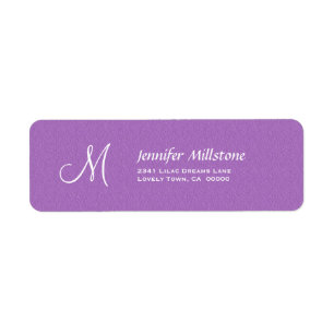 ORCHID PURPLE Textured Wedding Monogram Address La Return Address Label