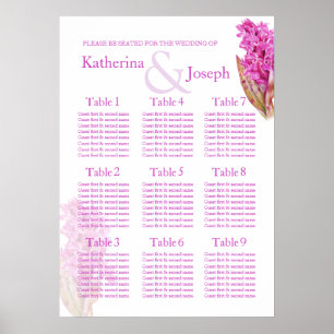 Orchid purple Wedding Seating Table Planner 1-9 Poster