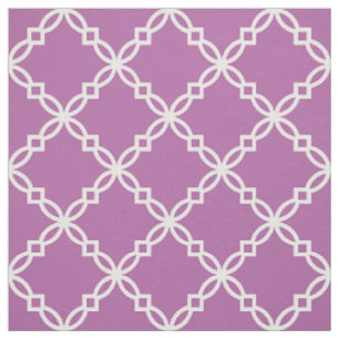 Orchid Purple, White Fancy Moroccan Quatrefoil Fabric