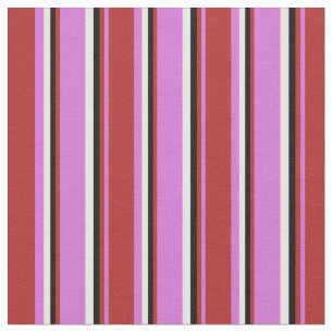 Orchid, Red, Black, and White Coloured Lines Fabric