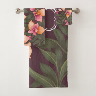 Orchid Retro Colourful Personalised Pattern Bath Towel Set