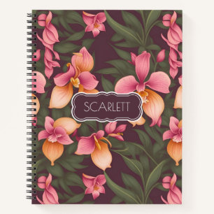 Orchid Retro Colourful Personalised Pattern Notebook