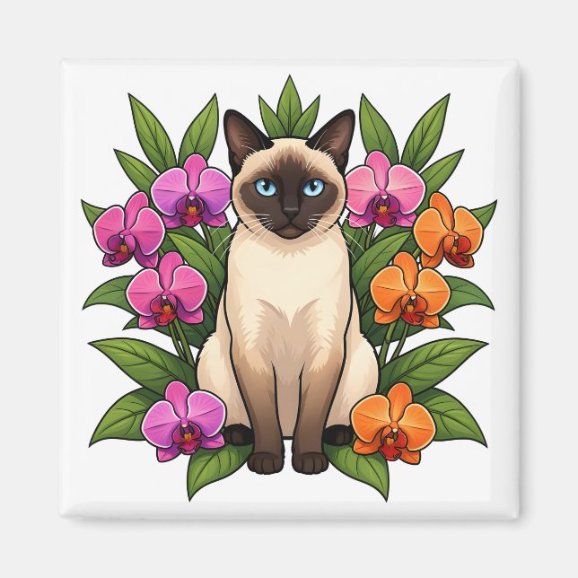 orchid siamese cat magnet (Front)
