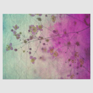 Orchid teal and purple floral script texture look tissue paper