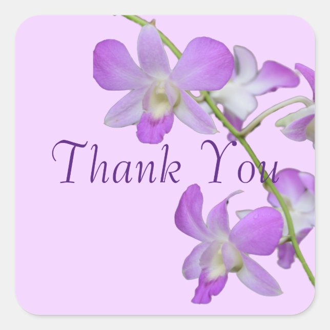 Orchid Thank You purple lavender Square Sticker (Front)