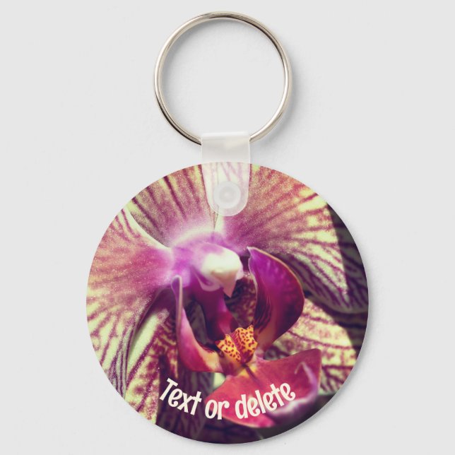 Orchid Up Close Flower Personalised Key Ring (Back)